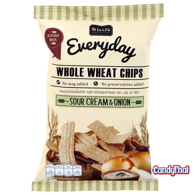 De La Lita Whole Wheat Chips Sour Cream and Onion 30g. Candy Thai