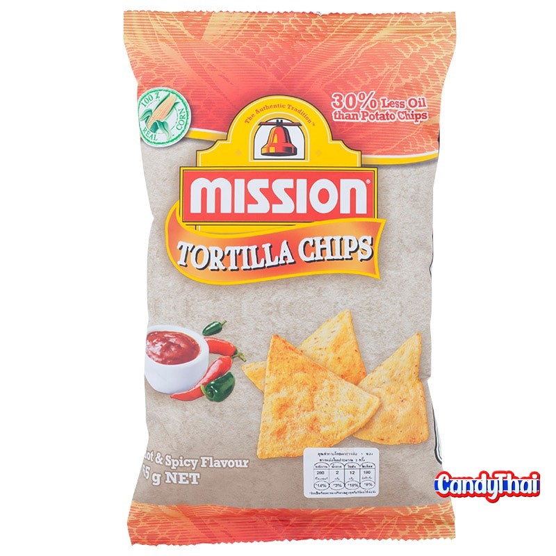 Mission Tortilla Chips Hot and Spicy Flavour 65g. Candy Thai