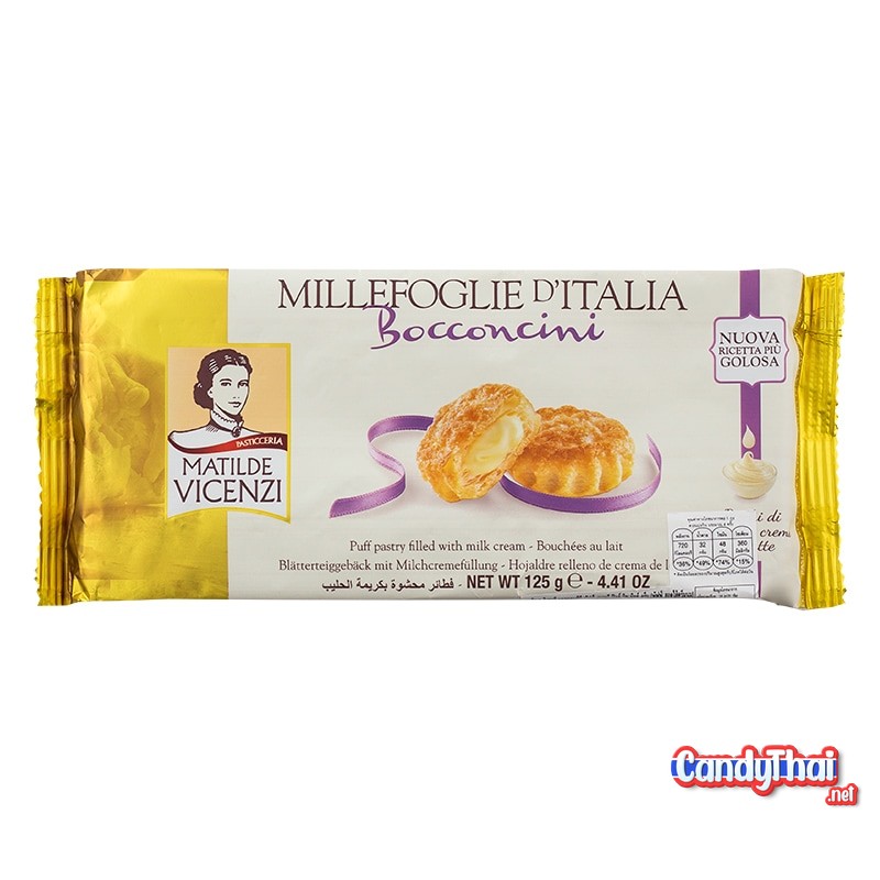 Vicenzi Puff Pastry Filled with Milk Cream 125g. - Candy Thai