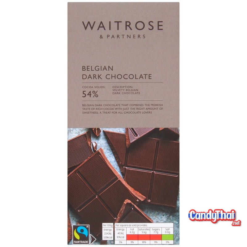Waitrose Belgian Dark Chocolate 54Percent 180g. Candy Thai
